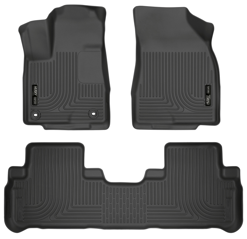 Toyota Highlander Floor Liners - Front + Rear - Husky Liners - WeatherBeater - Black - `14-`27